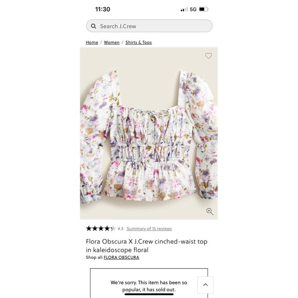 J Crew Top Womens 12 Floral Whimisical Milkmaid Blouse White Purple Cottagecore - Picture 9 of 13